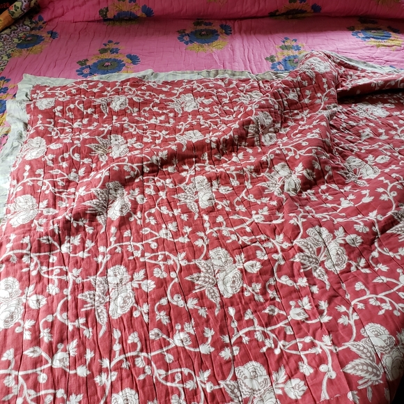 Anthropologie queen block color reversible quilt - Picture 8 of 13